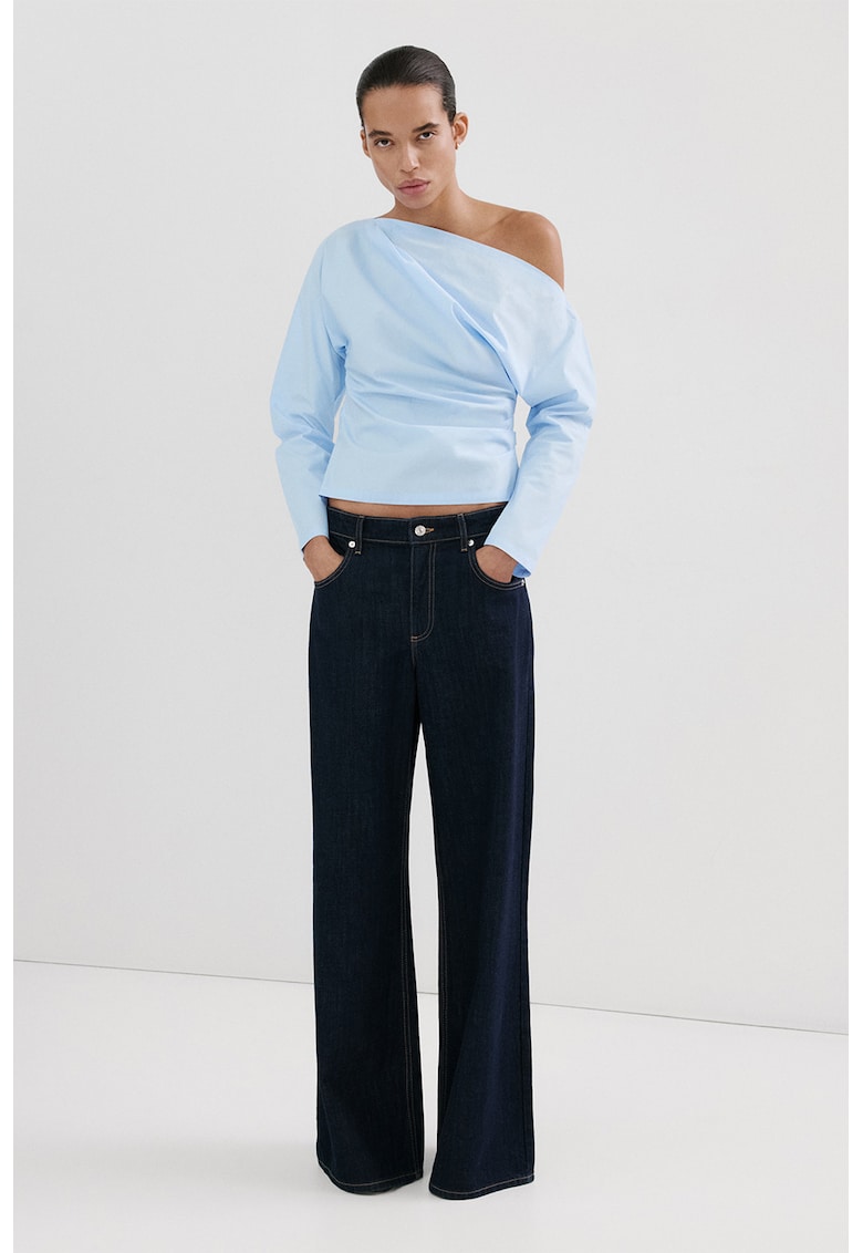 Bluza cu decolteu pe un umar - Albastru pastel