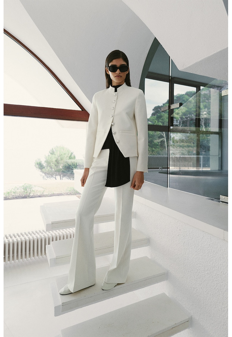 Pantaloni eleganti cu detaliu metalic - Alb