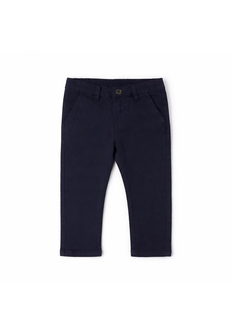 Pantaloni baieti din bumbac elastic twill cu talie reglabila si inchidere cu nasture si fermoar