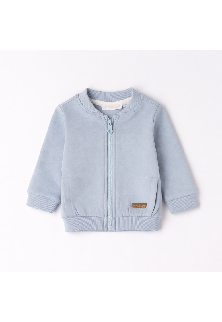 Hanorac tip bomber bebe baieti cu fermoar din fleece cu interior periat Albastru deschis