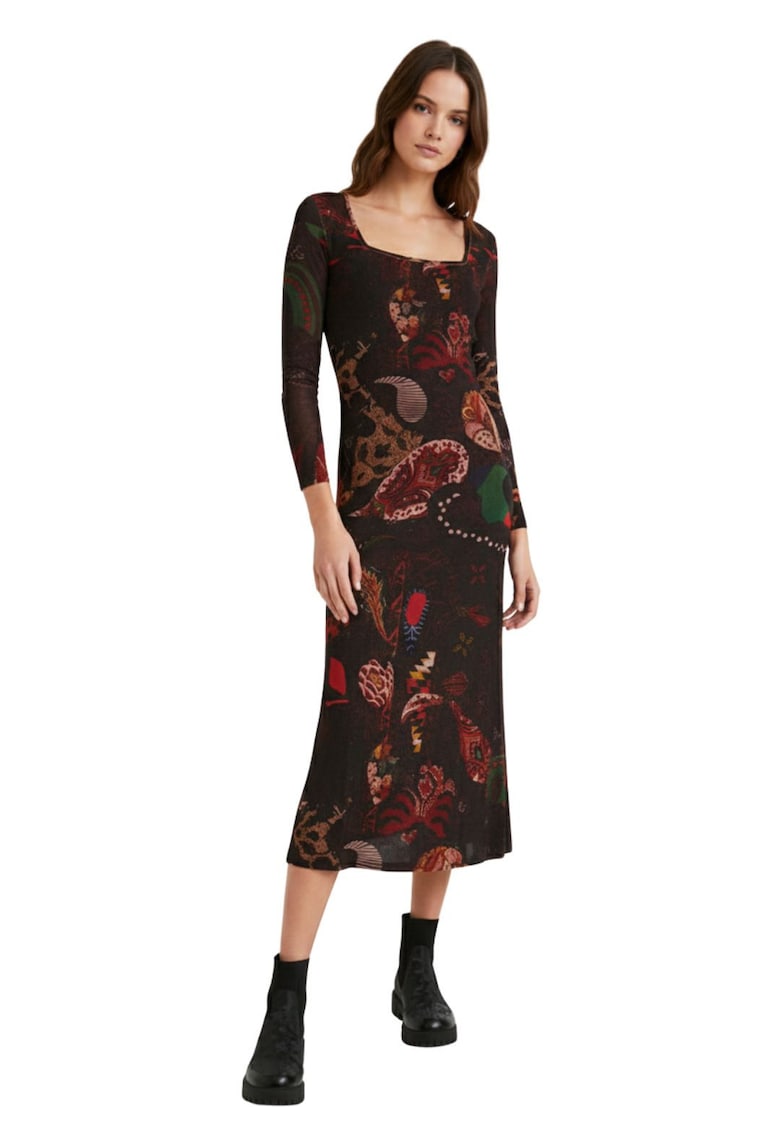 Rochie midi cu decolteu patrat Arkan