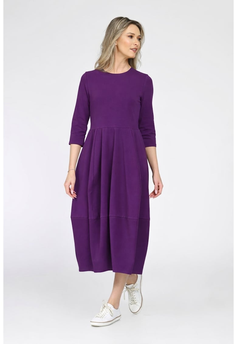 Rochie midi cu maneci trei sferturi - Mov