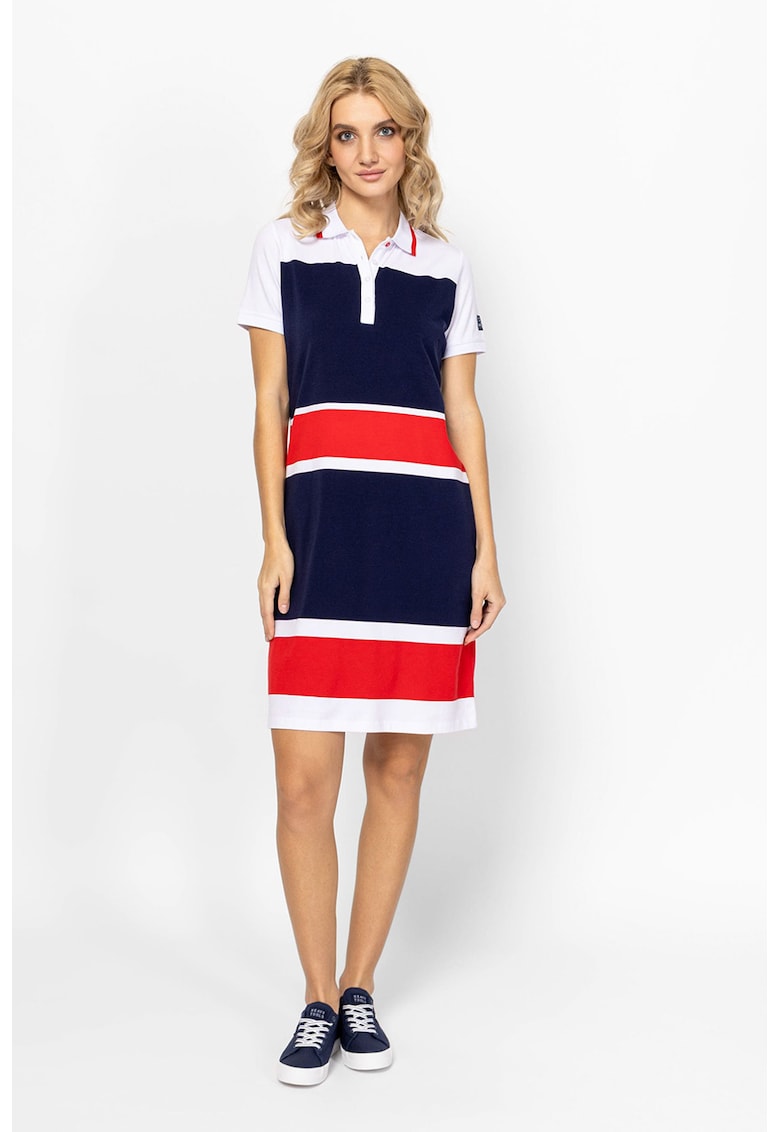 Rochie-camasa scurta Vecra - Alb/Rosu vermillion/Bleumarin