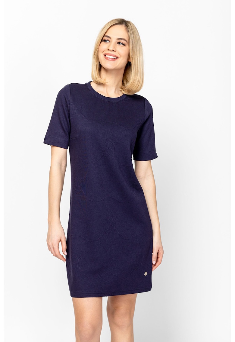 Rochie cu croiala dreapta si model uni Velje - Bleumarin