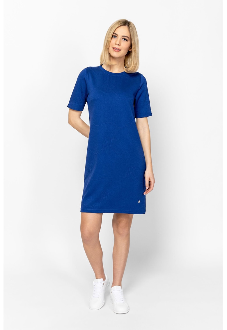 Rochie cu croiala dreapta si model uni Velje - Albastru royal