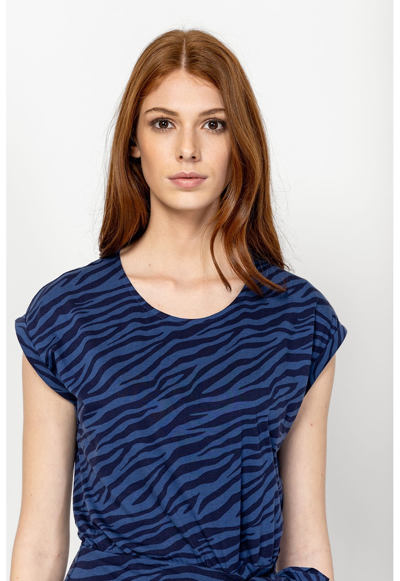 Rochie midi cu model in dungi Vion - Albastru