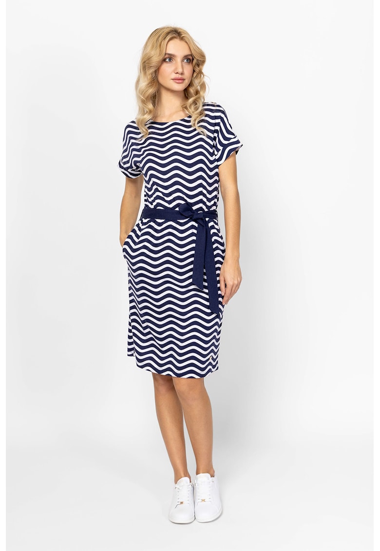 Rochie midi cu croiala dreapta Vinona - Alb/Bleumarin