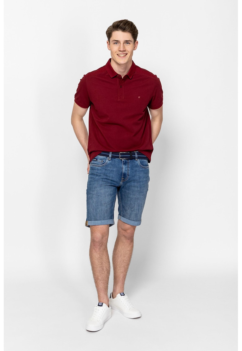 Tricou polo din material pique Detona - Visiniu