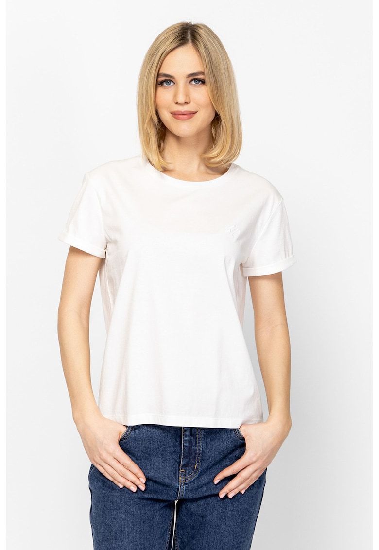 Tricou din bumbac cu decolteu rotund Mawla - Alb murdar