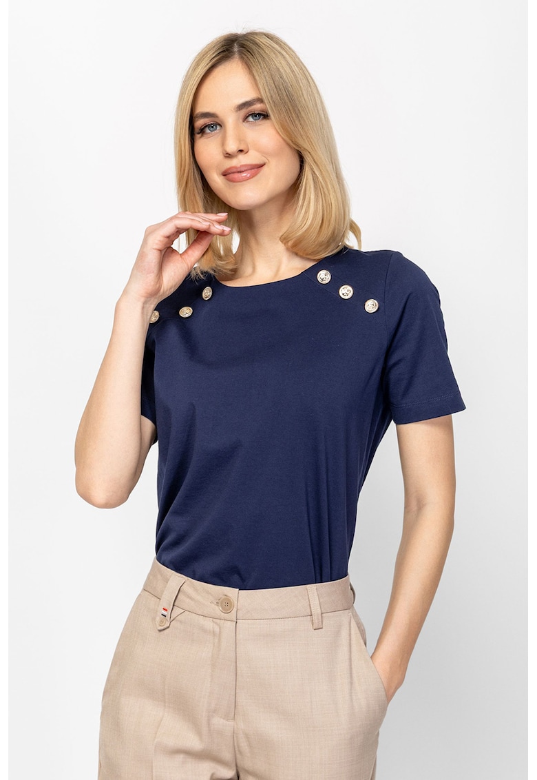 Tricou cu nasturi decorativi Martella - Albastru ultramarin