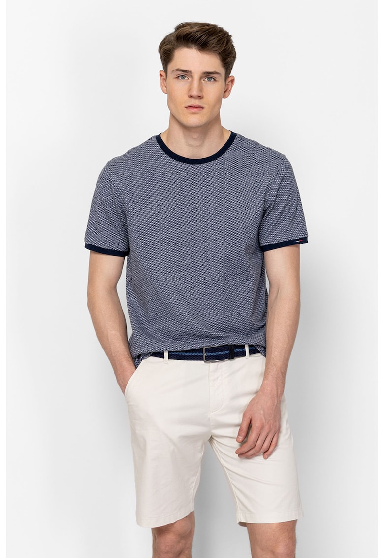Tricou din bumbac cu decolteu la baza gatului Manifest - Alb/Bleumarin
