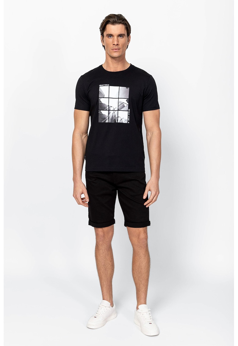 Tricou din bumbac cu imprimeu Marca - Alb/Negru