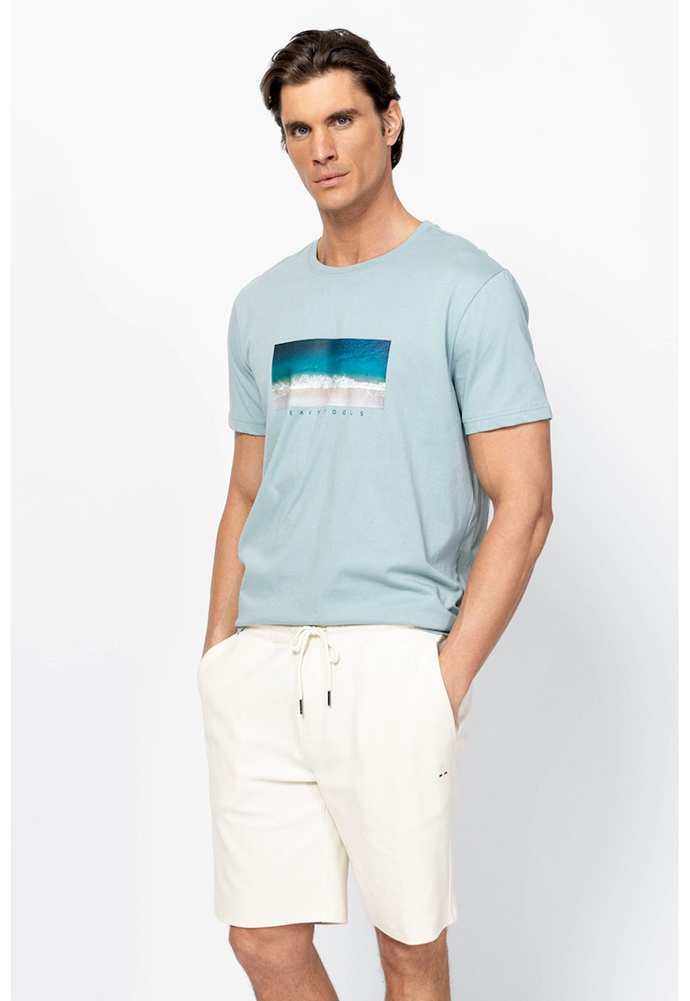 Tricou din bumbac cu imprimeu Mobya - Albastru