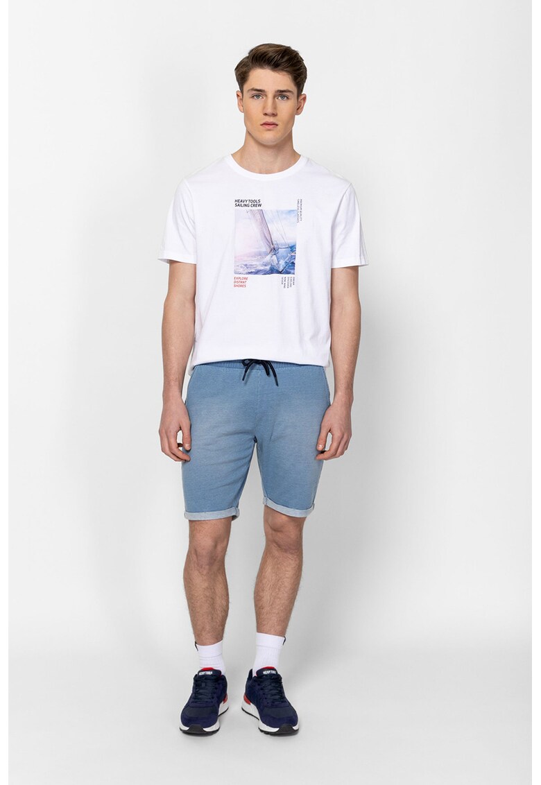 Tricou din bumbac cu imprimeu Mirvo - Alb/Albastru