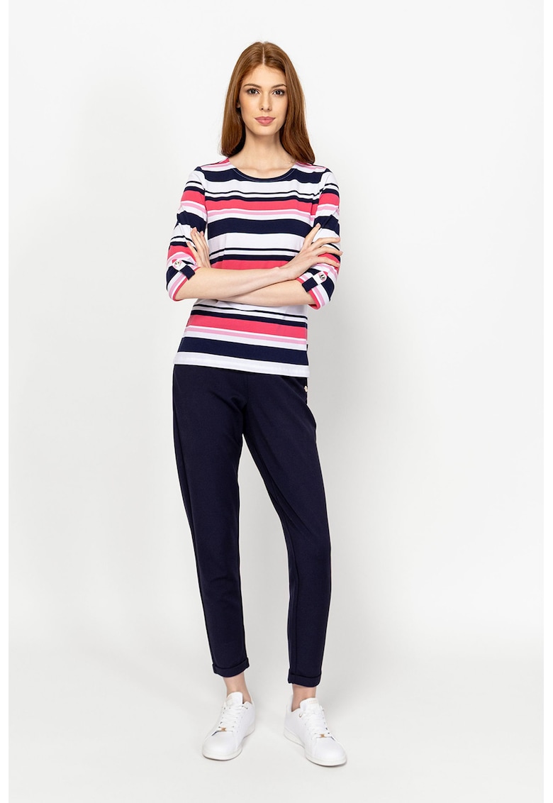Bluza din amestec de bumbac - Alb/Roz/Bleumarin