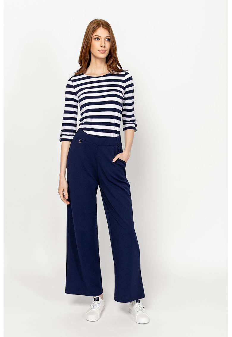 Bluza din amestec de bumbac - Alb/Bleumarin