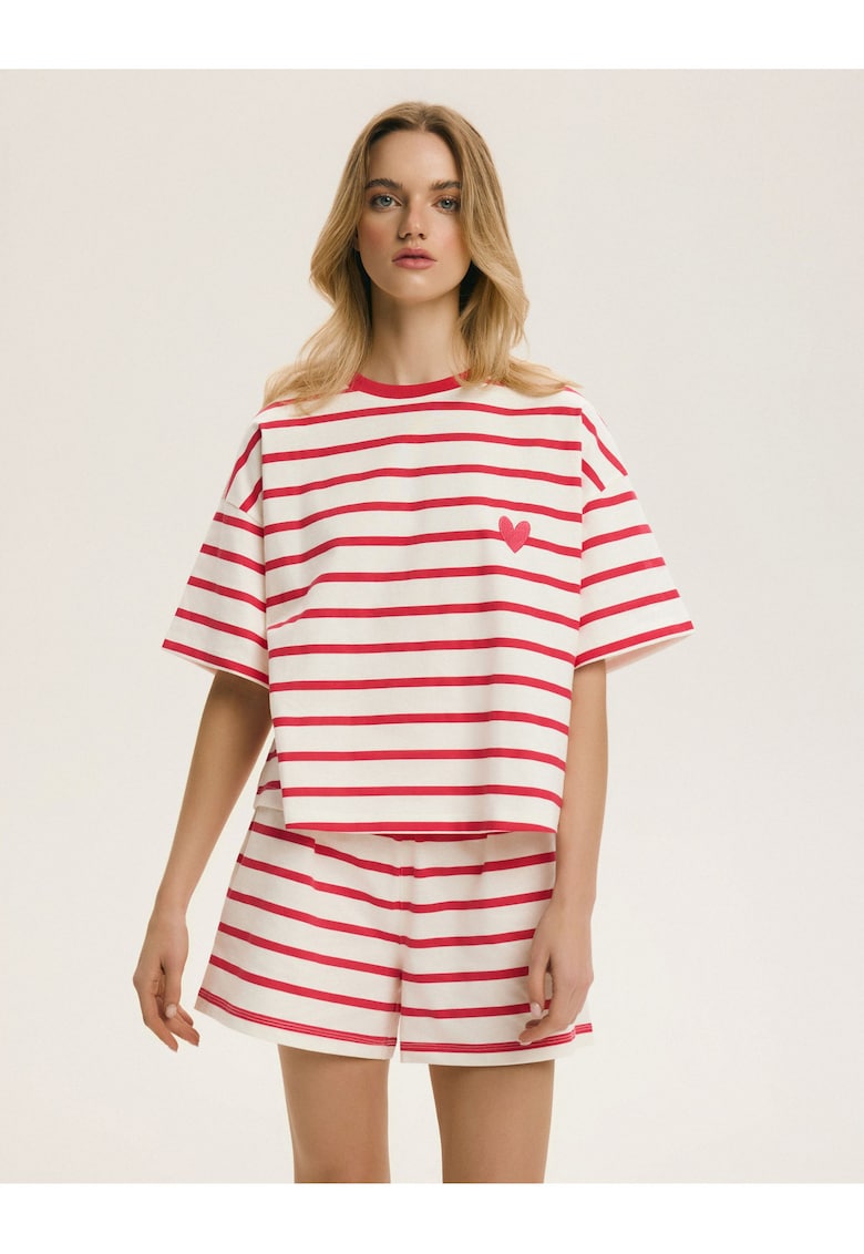 Pijama dama - In dungi - inimioare - Rosu-Alb Crem Obsession Bloodwqfwqdvii - Dungi