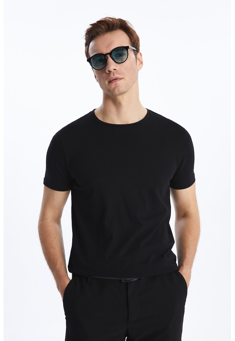 Tricou slim fit de bumbac - Negru