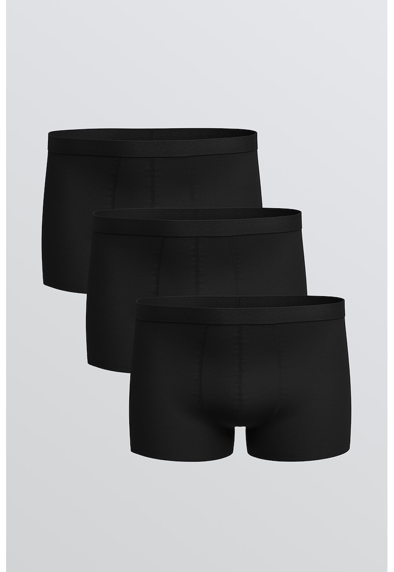 Set de boxeri cu model uni - 3 perechi - Negru