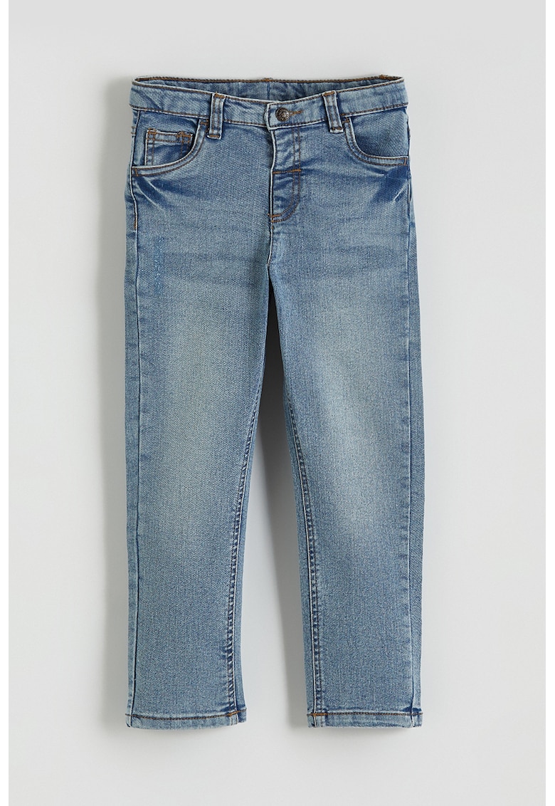 Blugi slim fit cu talie medie - Albastru deschis