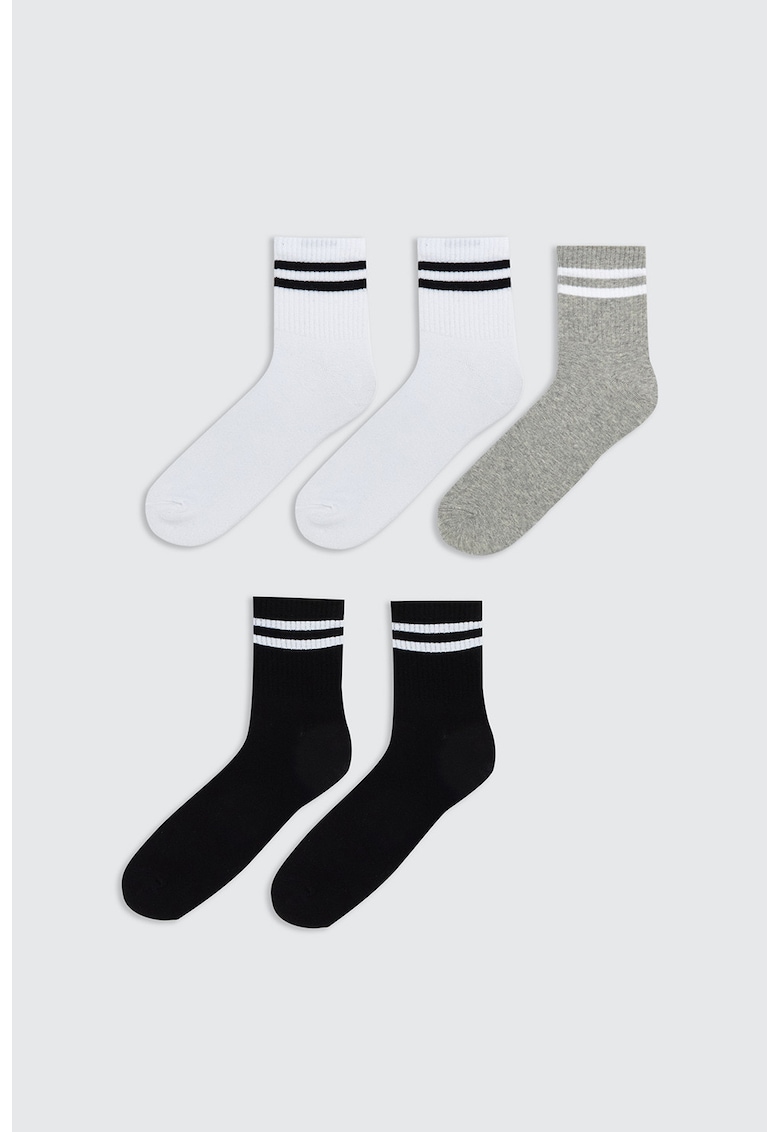 Set de sosete lungi - 5 perechi - Negru/Gri