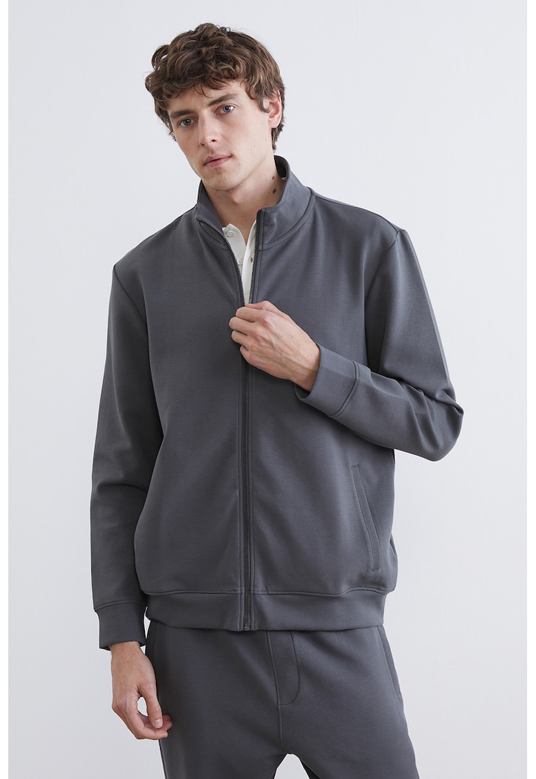 Bluza de trening cu croiala regular-fit si fermoar SouthBlue - Gri