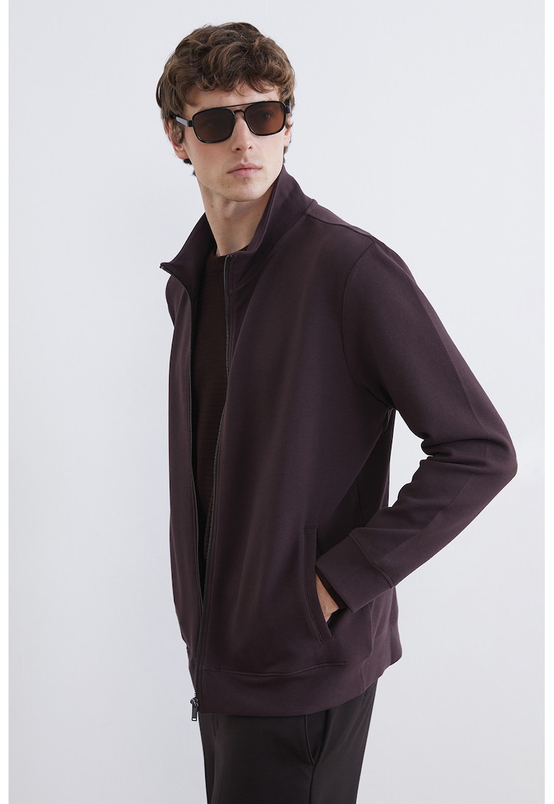 Bluza de trening cu croiala regular-fit si fermoar SouthBlue - Violet pruna