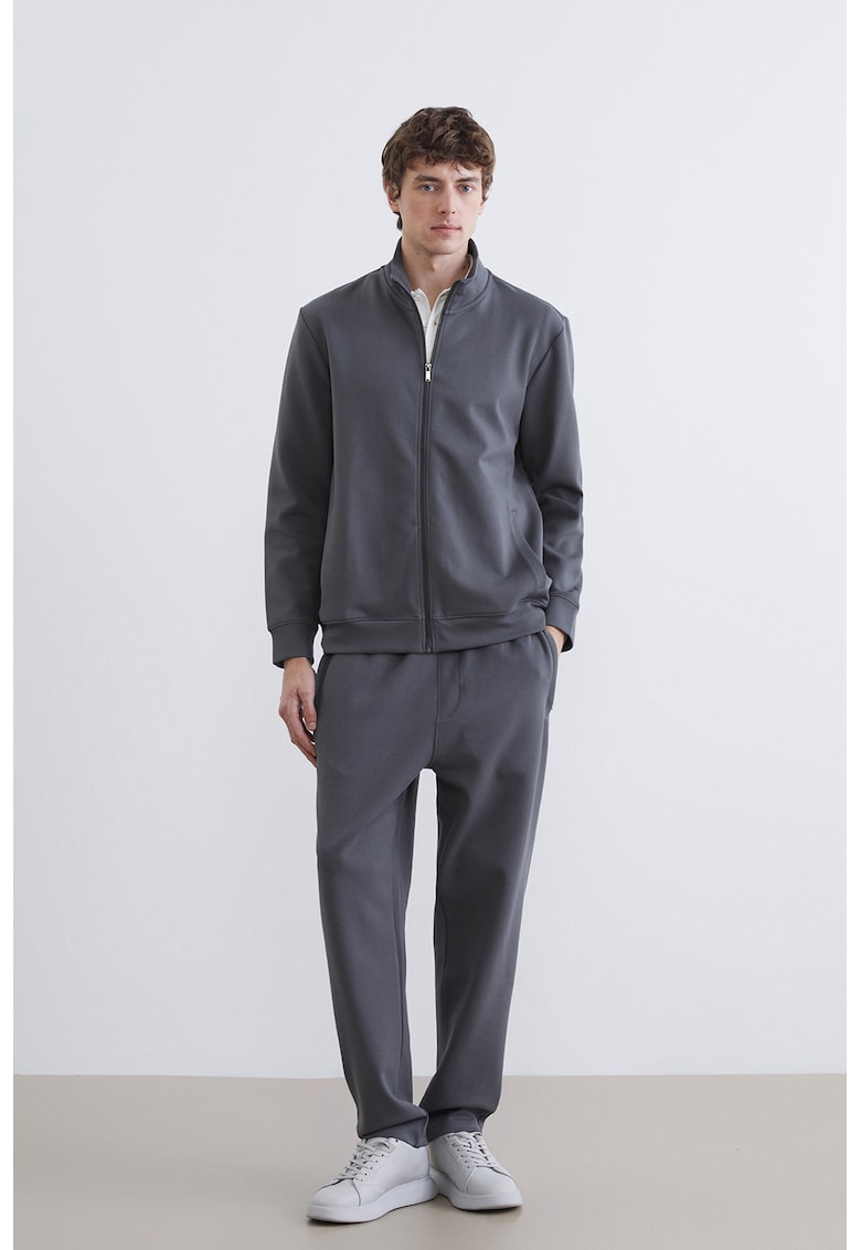 Pantaloni de trening cu croiala dreapta si buzunare - Gri inchis