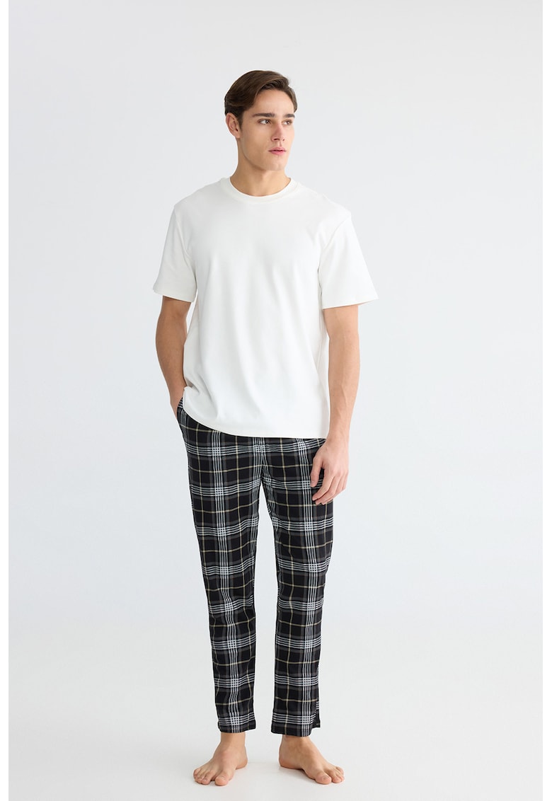 Pantaloni de pijama cu model in carouri - Alb/Negru