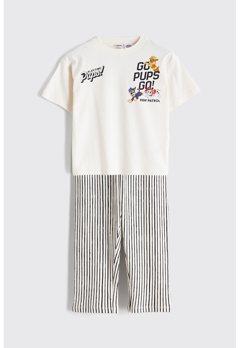 Set de tricou si pantaloni - 2 piese - Alb fildes/Negru