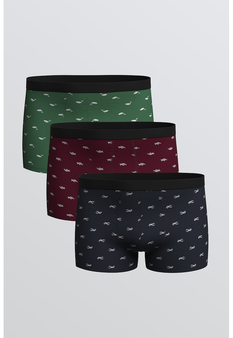 Set de boxeri din amestec de bumbac - 3 perechi - Visiniu/Albastru ultramarin/Verde aquamarin