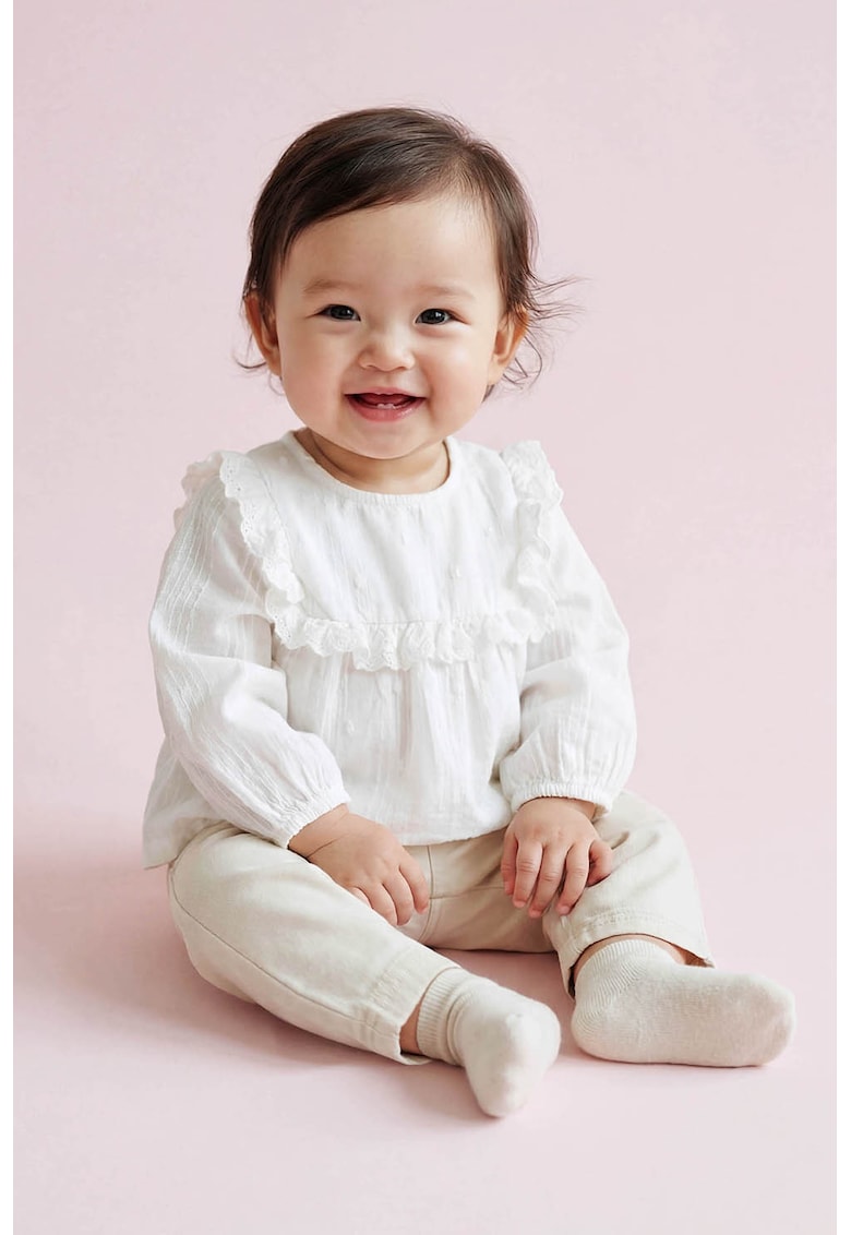 Set de bluza si pantaloni - Alb/Maro deschis