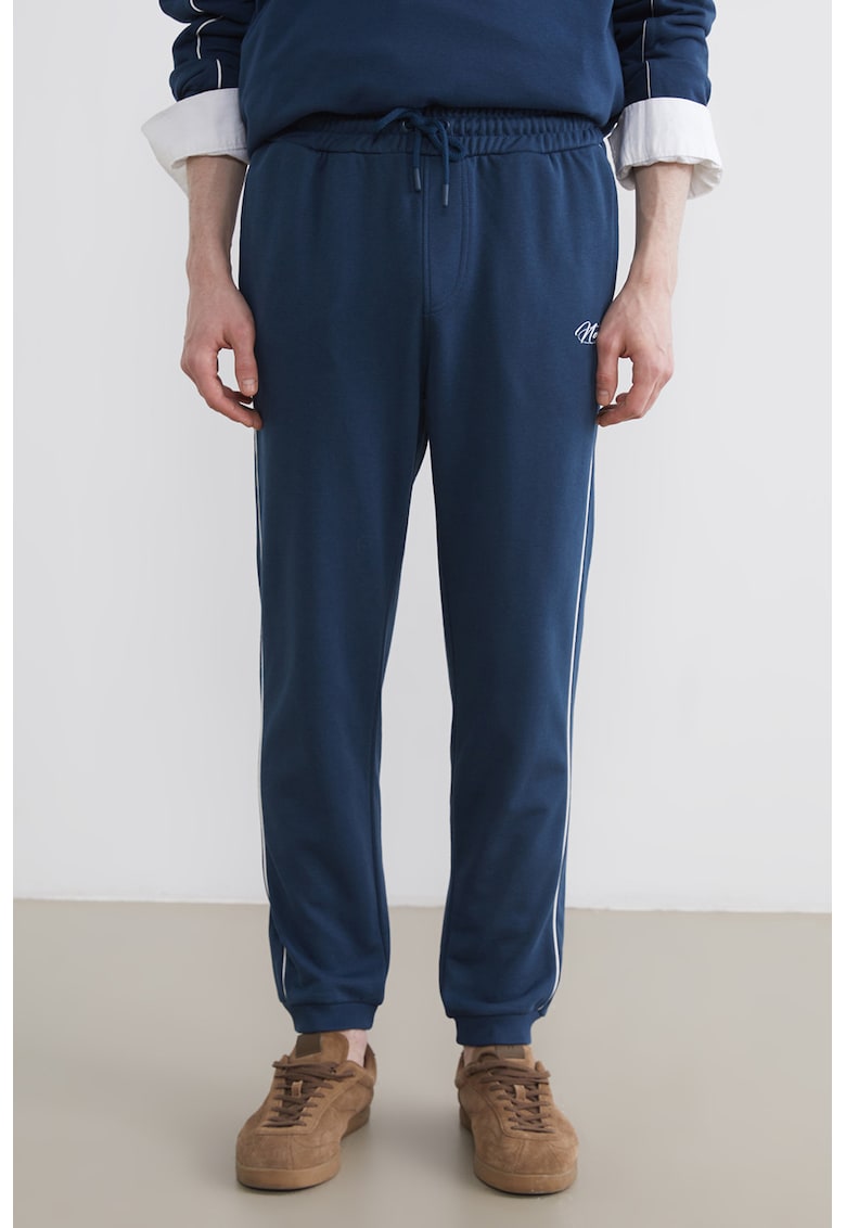 Pantaloni de trening cu text - Albastru petrol