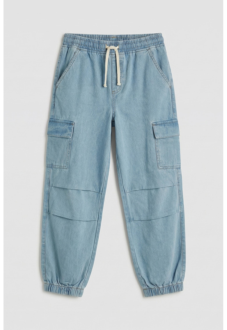Blugi cargo baggy din amestec de lyocell - Albastru deschis