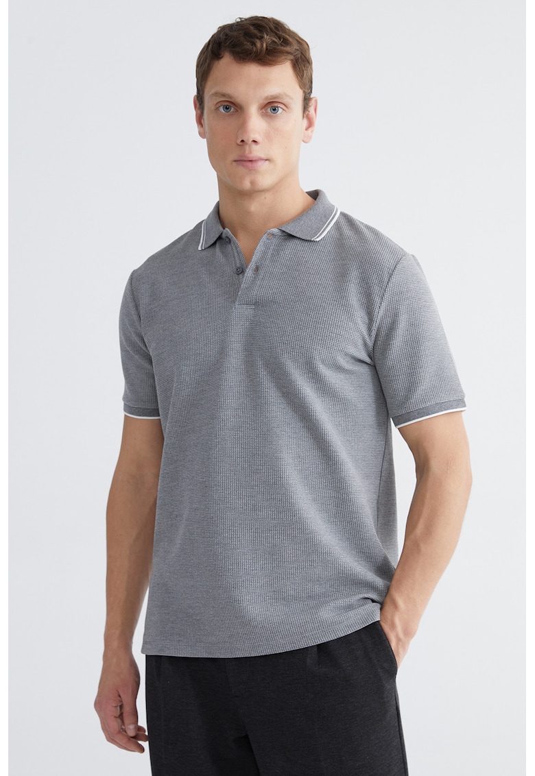 Tricou polo din amestec de bumbac - Gri