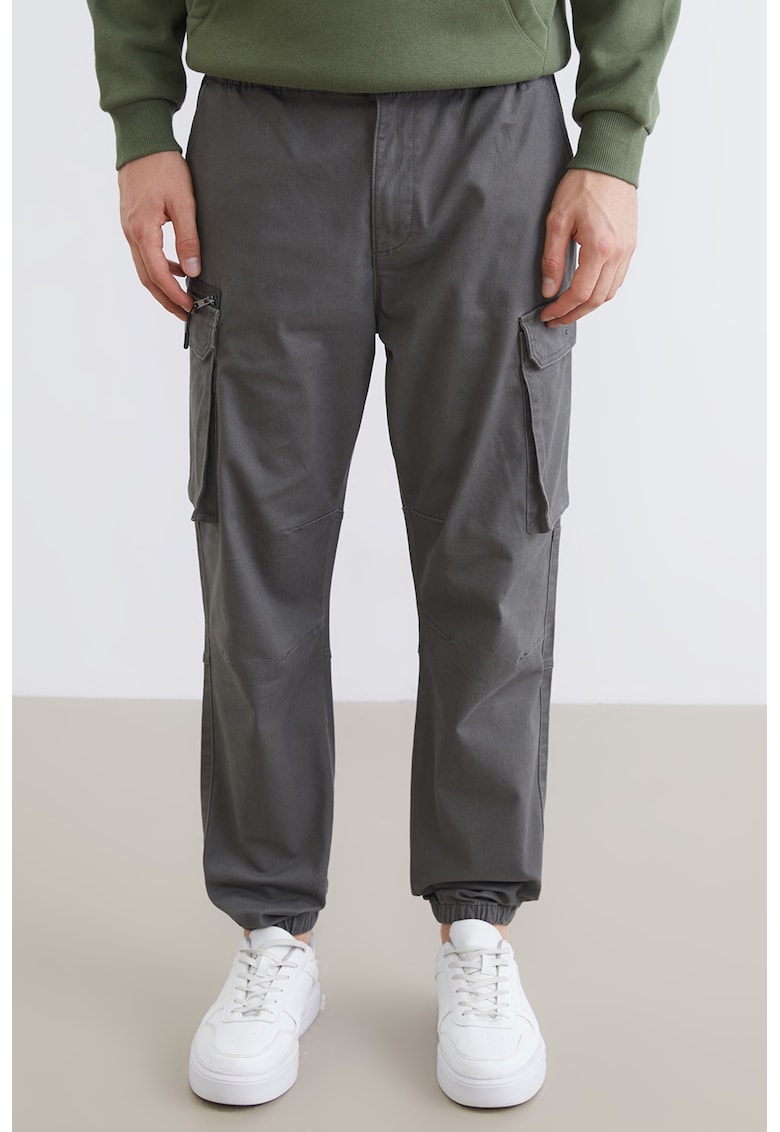 Pantaloni cargo cu talie medie - Kaki