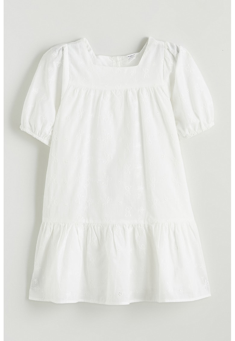 Rochie evazata cu model uni - Alb