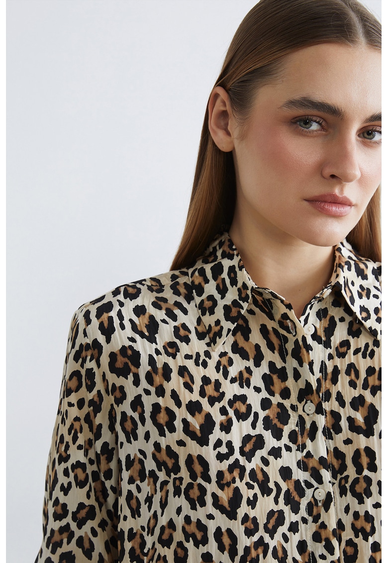 Camasa cu animal print - Maro/Bej