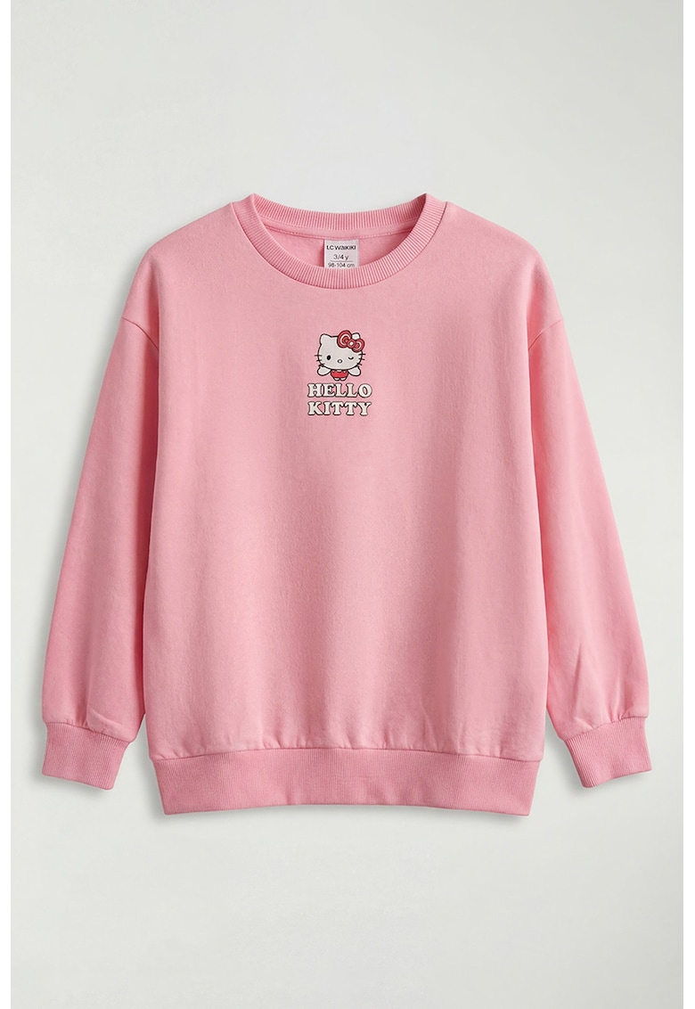 Bluza de trening cu imprimeu text - Bej/Roz