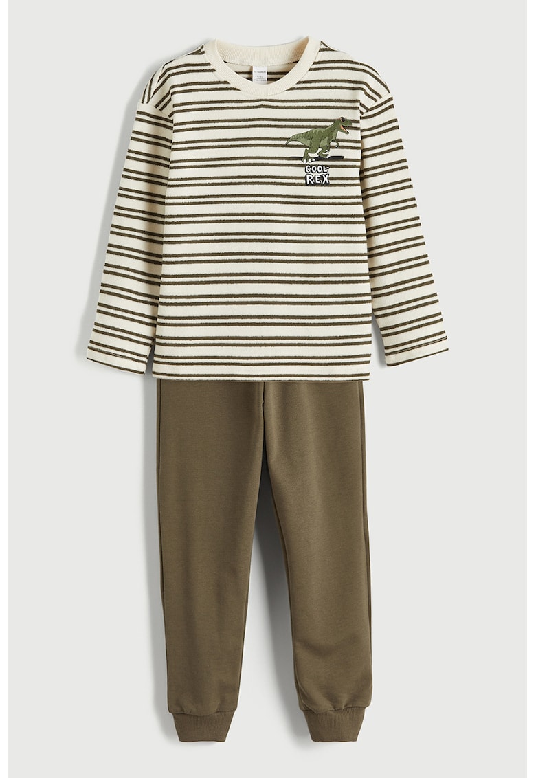 Set de pantaloni de trening si bluza cu dungi - Bej/Kaki inchis