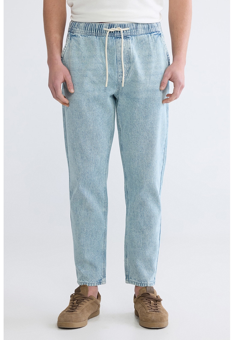 Blugi regular fit cu snururi - Albastru deschis melange