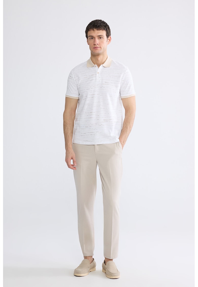 Tricou polo din bumbac - Alb/Bej