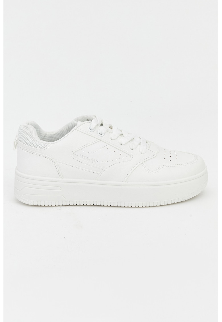 Pantofi sport din piele ecologica si material textil - Alb