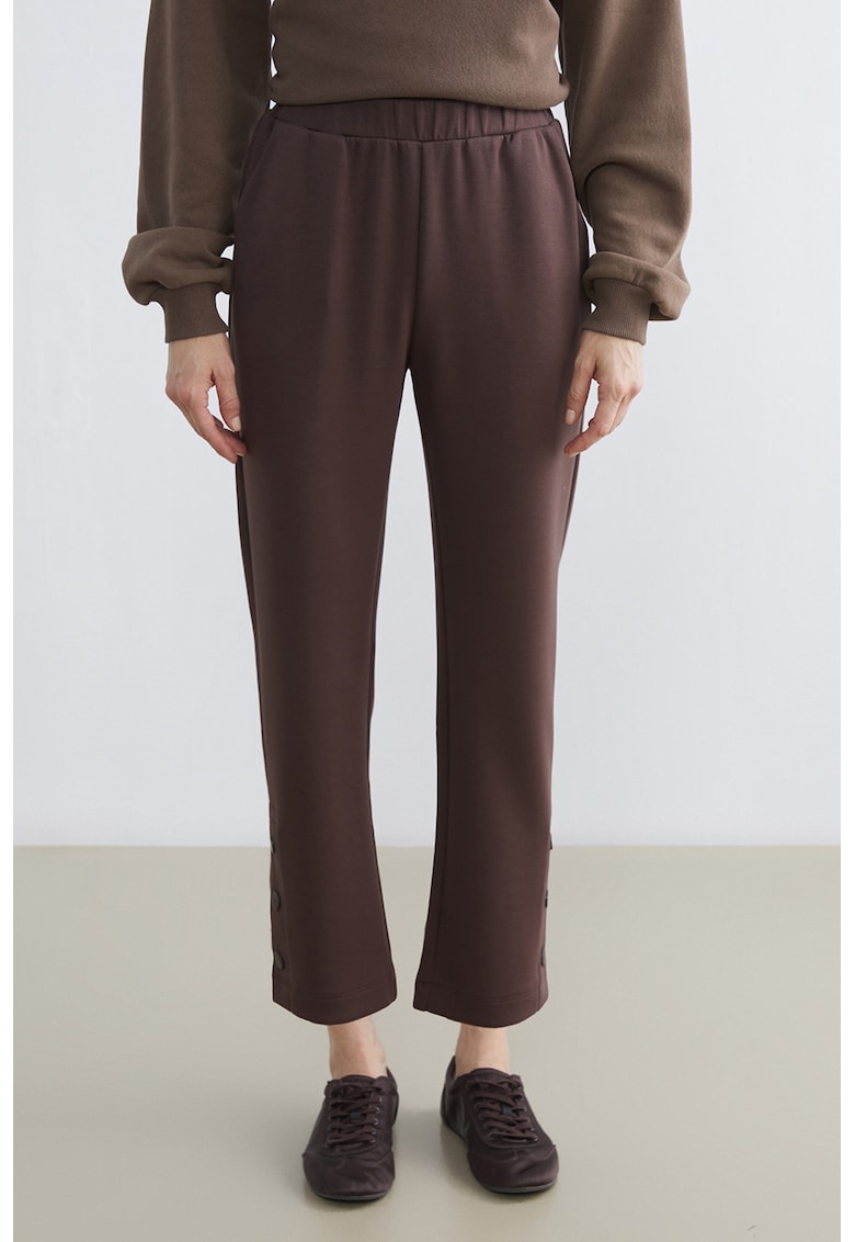 Pantaloni cu talie elastica - Maro inchis