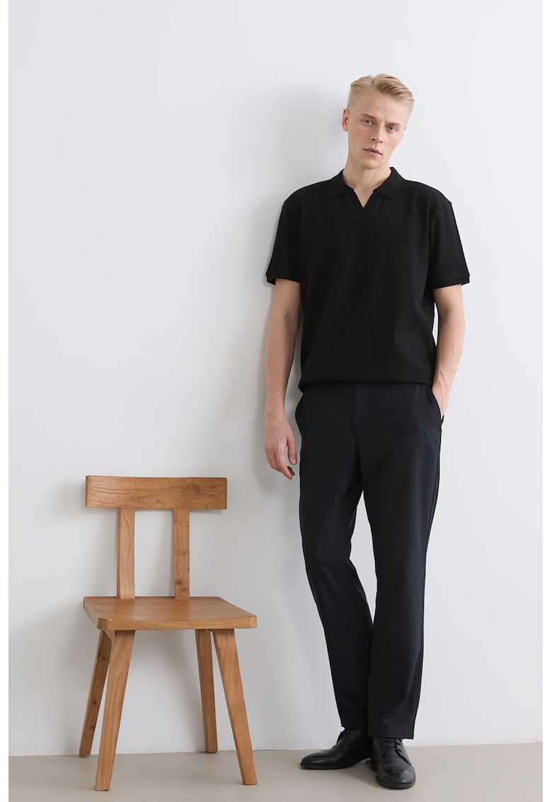 Tricou polo cu model uni - Negru