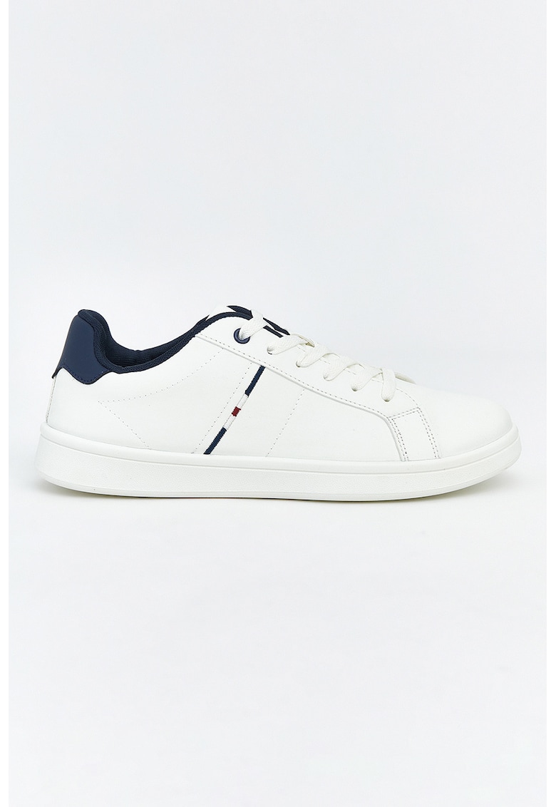 Pantofi sport low-cut din piele ecologica - Alb/Albastru ultramarin