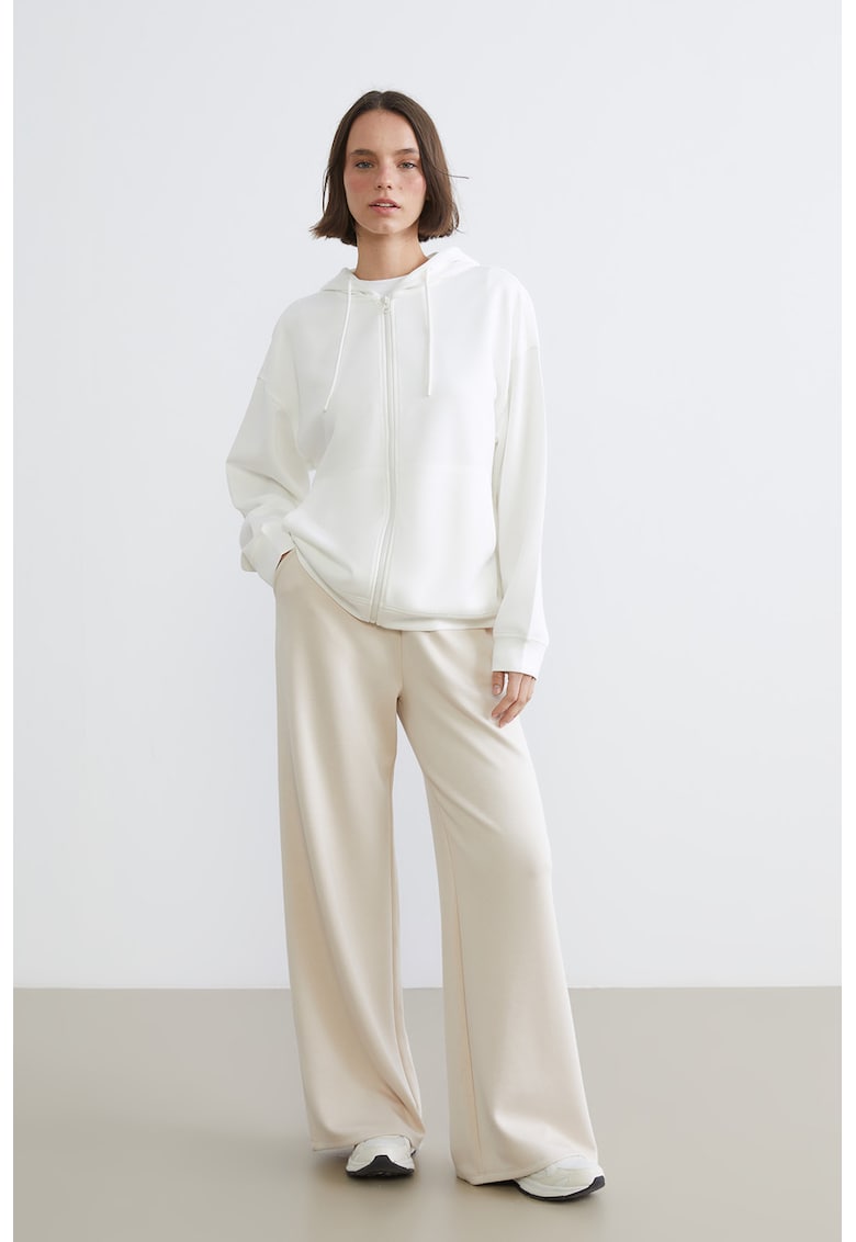 Pantaloni de trening cu croiala ampla si talie inalta - Bej