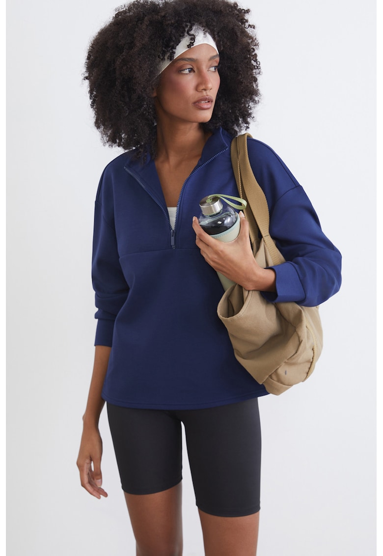 Bluza de trening cu fenta cu fermoar - Bleumarin