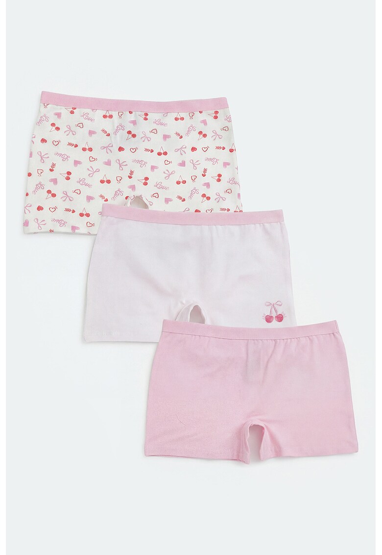 Set de boxeri - 3 perechi - Alb/Coral/Roz pastel