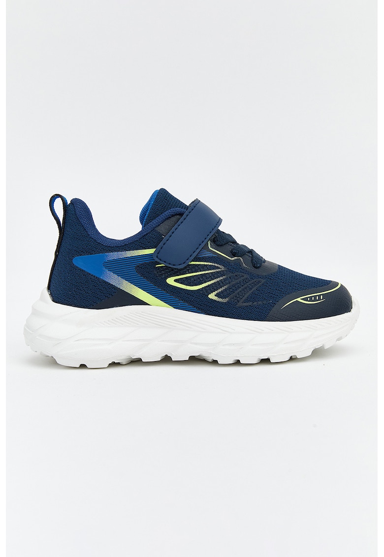 Pantofi sport cu imprimeu si velcro - Verde lime/Bleumarin